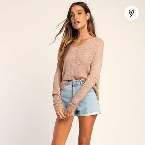 Lulu's Tan V-Neck Sweater